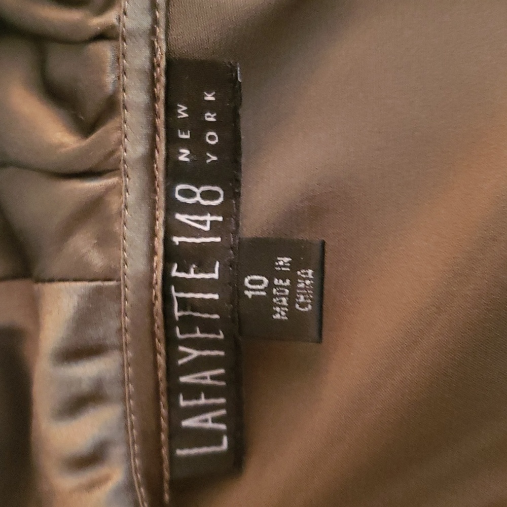 Lafayette silk wrap blouse in olive. Like new. - Picture 2 of 2